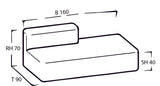 Mare Chaiselongue links 160 x 90 cm