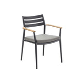 PIA Stapelsessel Aluminium anthrazit mit Teakarmlehne