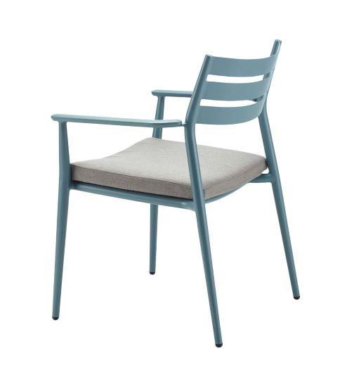 PIA Stapelsessel Aluminium petrol mit Teakarmlehne