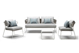 Lisa Sofa Filò Alu silver mit Rope ice inkl.Sitz und Rückenkissen