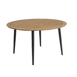 Scandic Tisch Aluminium taupe rund 110 cm mit Teakholzplatte schweizer Kante