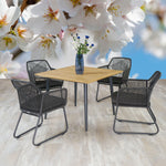 Scandic Tisch Aluminium anthrazit 100 x 100 cm mit Teakholzplatte schweizer Kante