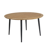 Scandic Tisch Aluminium anthrazit rund 110 cm mit Teakholzplatte schweizer Kante