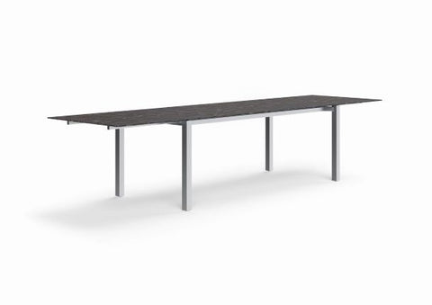 Spezia Keramiktisch 200/340 x 90 cm Edelstahl / Keramik Eiche hell