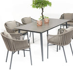 Stripe Dining Sessel, anthrazit, string-flex taupe