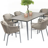 Stripe Dining Sessel, anthrazit, string-flex taupe