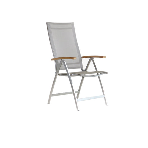Twin Multipositionssessel Teak-AL Edelstahl/beige