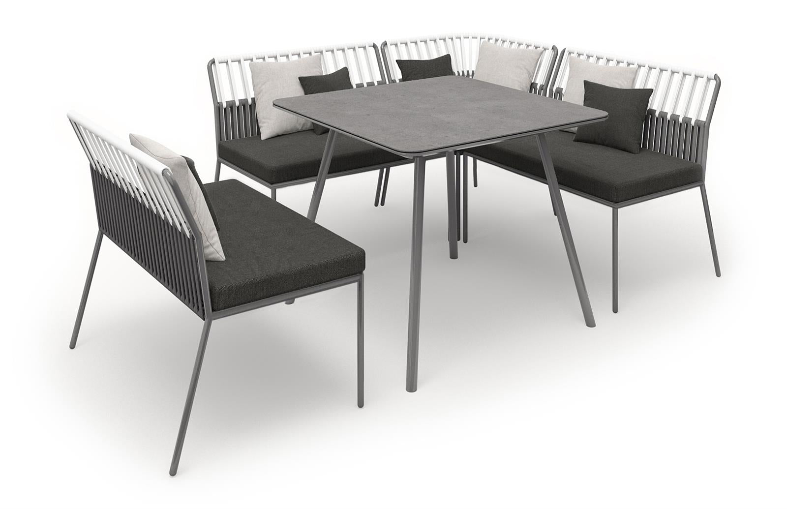 URBAN Dining Lounge Anbau Modul M Stringflex anthrazit/white grey inkl, Kissen